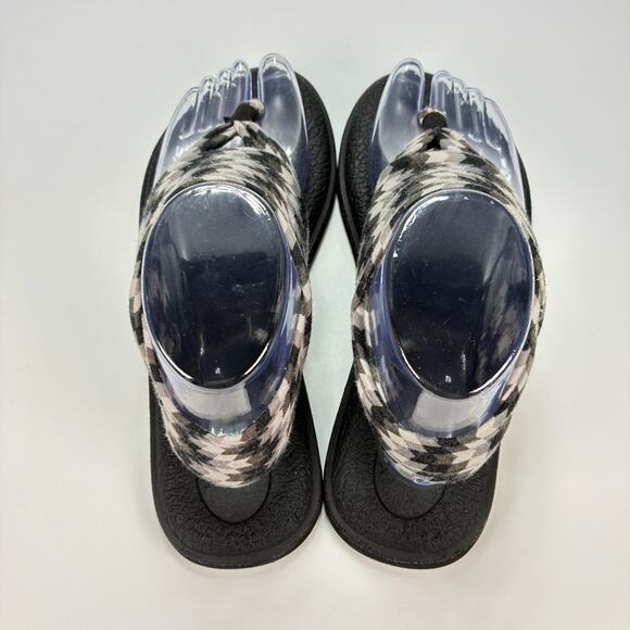 Sanuk Yoga Sling 2 Prints Black White Flip Flops Sandals 110069-4 Women's Size 8 - Picture 6 of 9